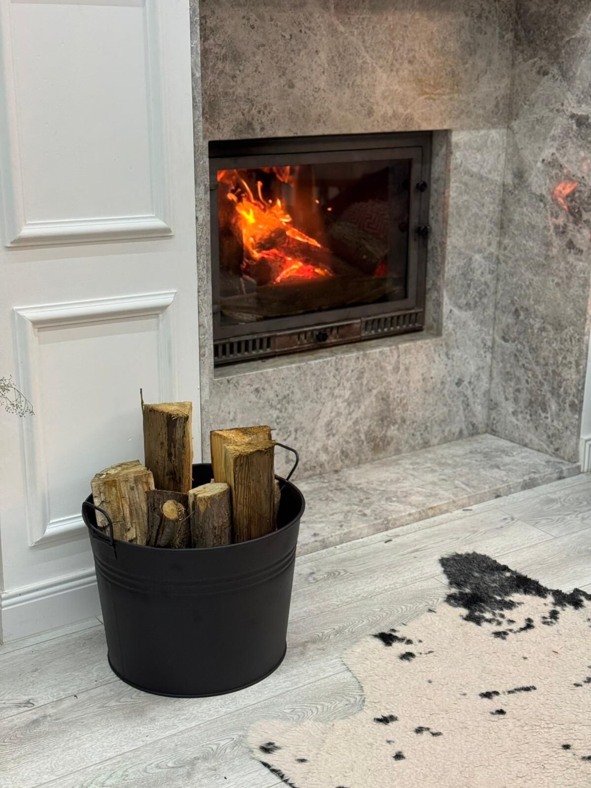 Yuvarlak Odun Kovası - Şömine İçin Dekoratif Yuvarlak Odun Kovası