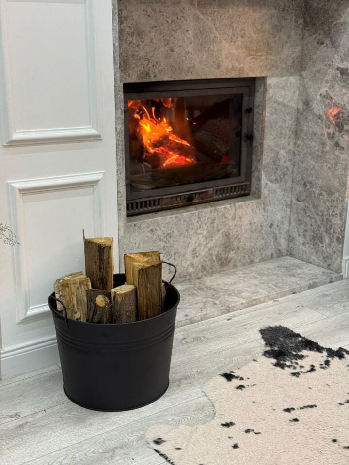 Yuvarlak Odun Kovası - Şömine İçin Dekoratif Yuvarlak Odun Kovası