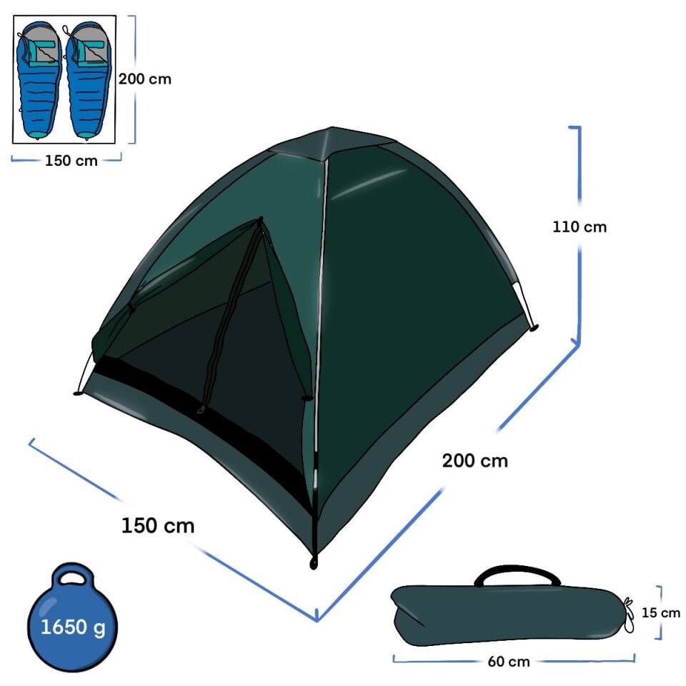 Freelife Monodome A 2 Kişilik Kamp Çadırı-YEŞİL