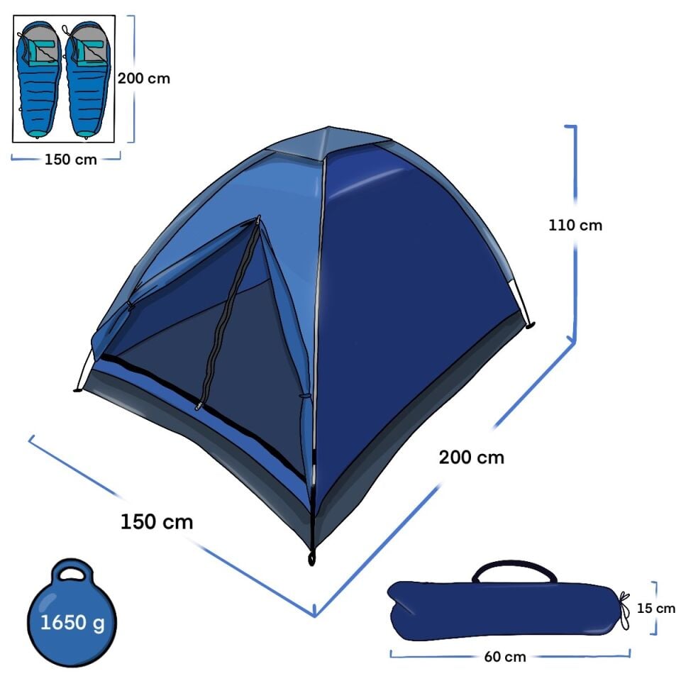 Freelife Monodome A 2 Kişilik Kamp Çadırı-MAVİ