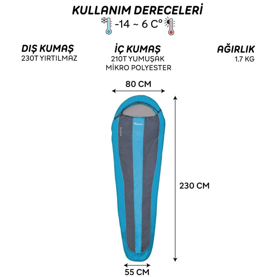 FreeCamp Trek Lite Classic 300 Uyku Tulumu-MAVİ