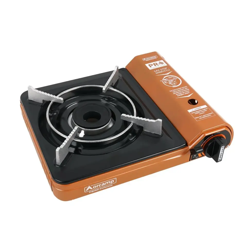 Orcamp Tekli Portatif Ocak Gaz Stop Emniyetli Turuncu